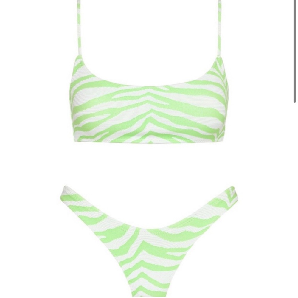 RARE Triangle green zebra scoop bikini